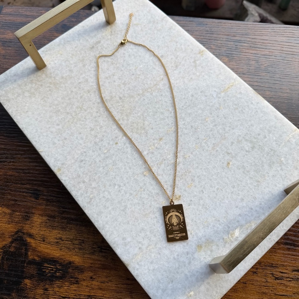 Gold Sagittarius Zodiac Necklace